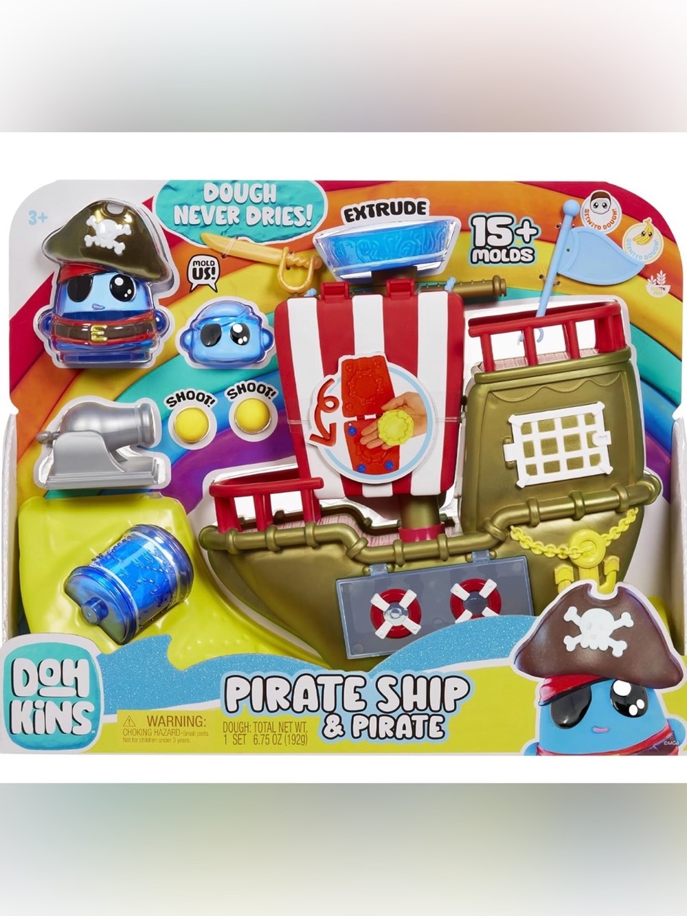 Pirate Ship Playset with Red & White Striped Sail
